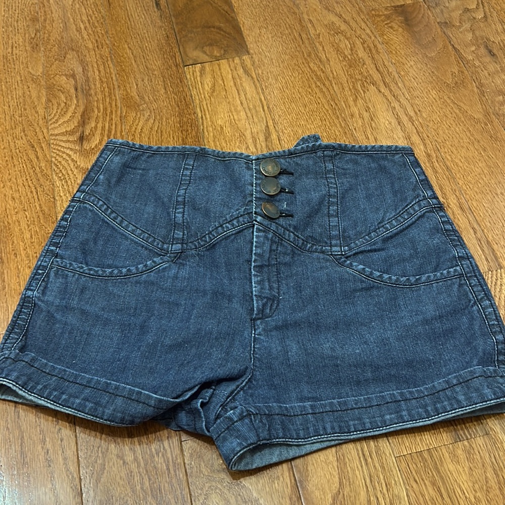 TALULA Denim High-Waisted Shorts with a Bow, Size 2